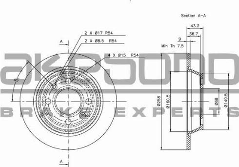 Akebono BN-0818 - Спирачен диск vvparts.bg