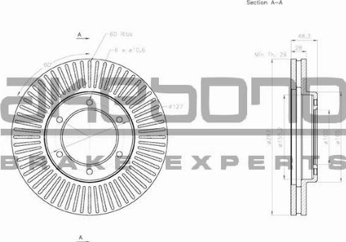 Akebono BN-0822E - Спирачен диск vvparts.bg