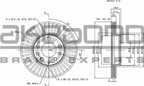 Akebono BN-0349 - Спирачен диск vvparts.bg