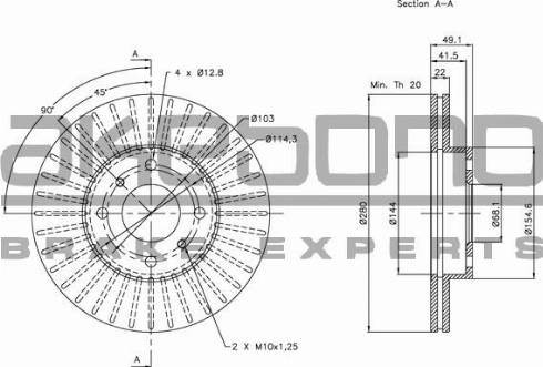 Akebono BN-0355 - Спирачен диск vvparts.bg