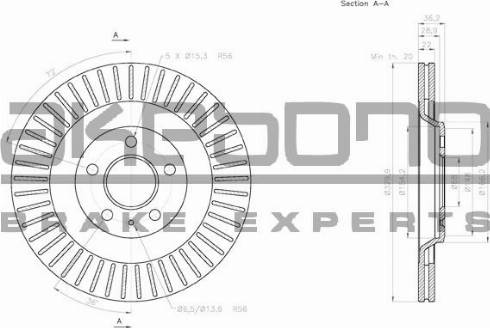 Akebono BN-0365 - Спирачен диск vvparts.bg