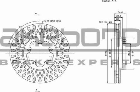 Akebono BN-0302 - Спирачен диск vvparts.bg