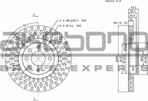 Akebono BN-0316 - Спирачен диск vvparts.bg