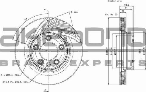 Akebono BN-0318 - Спирачен диск vvparts.bg