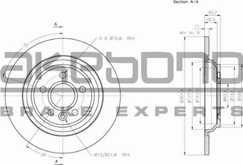 Akebono BN-0383 - Спирачен диск vvparts.bg