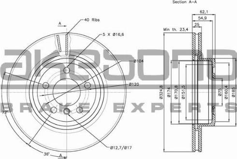 Akebono BN-0331 - Спирачен диск vvparts.bg