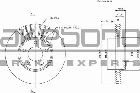 Akebono BN-0332 - Спирачен диск vvparts.bg