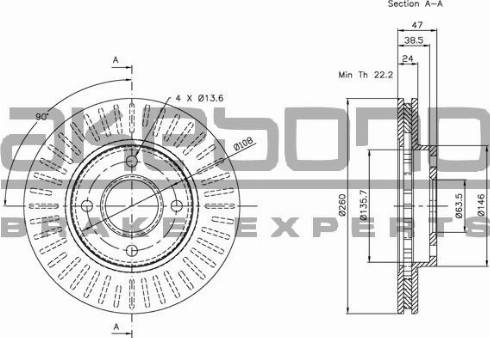 Akebono BN-0324 - Спирачен диск vvparts.bg