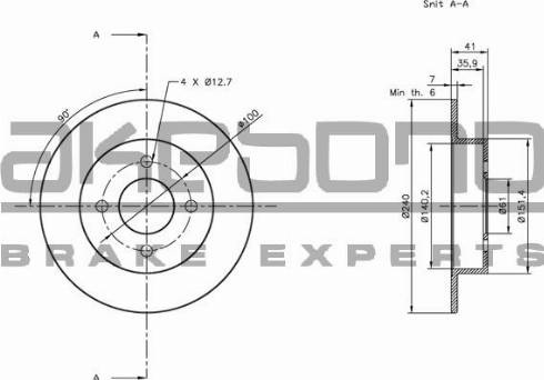 Akebono BN-0321E - Спирачен диск vvparts.bg