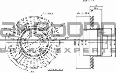 Akebono BN-0327 - Спирачен диск vvparts.bg