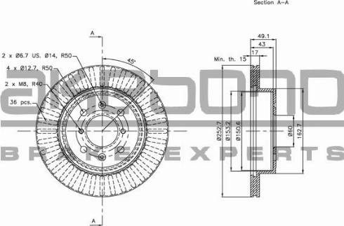 Akebono BN-0377E - Спирачен диск vvparts.bg