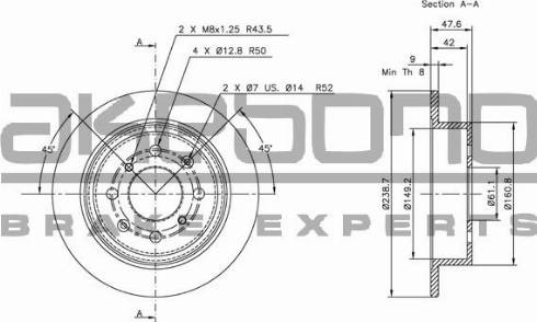 Akebono BN-0248 - Спирачен диск vvparts.bg