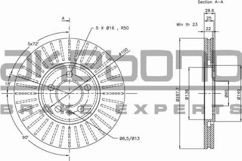 Akebono BN-0251 - Спирачен диск vvparts.bg