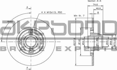 Akebono BN-0263 - Спирачен диск vvparts.bg