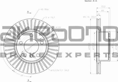 Akebono BN-0288E - Спирачен диск vvparts.bg