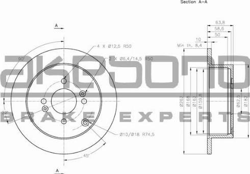 Akebono BN-0237E - Спирачен диск vvparts.bg