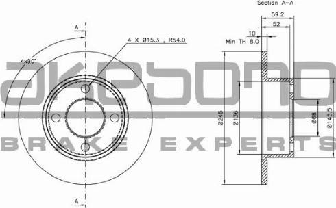 Akebono BN-0229 - Спирачен диск vvparts.bg