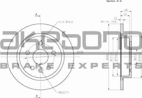 Akebono BN-0225 - Спирачен диск vvparts.bg