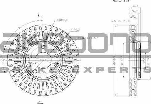 Akebono BN-0271 - Спирачен диск vvparts.bg