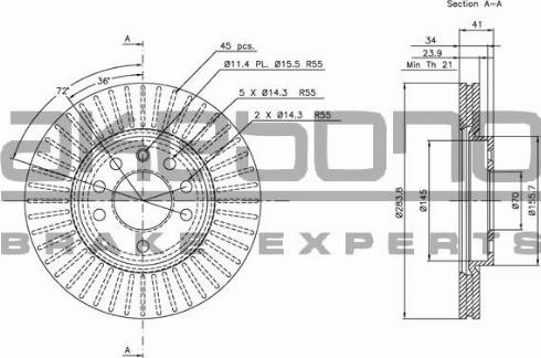 Akebono BN-0796 - Спирачен диск vvparts.bg