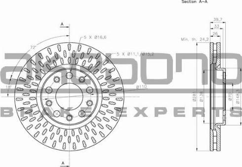 Akebono BN-0757 - Спирачен диск vvparts.bg