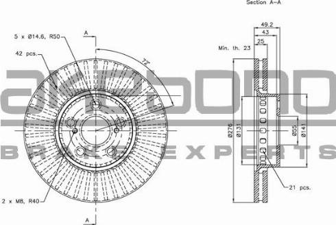 Akebono BN-0705 - Спирачен диск vvparts.bg