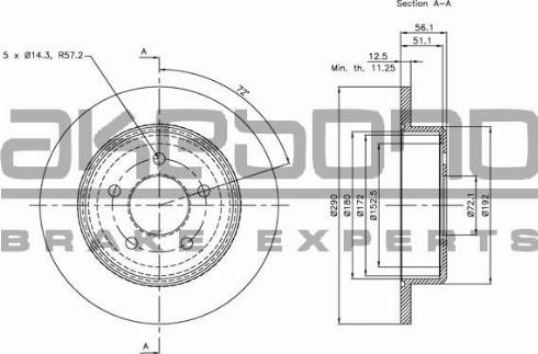 Akebono BN-0708E - Спирачен диск vvparts.bg