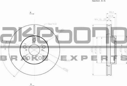 Akebono BN-0716 - Спирачен диск vvparts.bg