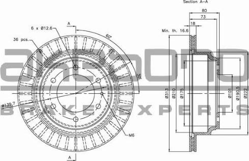 Akebono BN-0723E - Спирачен диск vvparts.bg