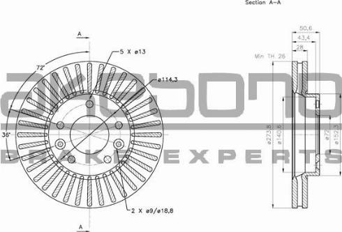 Akebono BN-0779E - Спирачен диск vvparts.bg