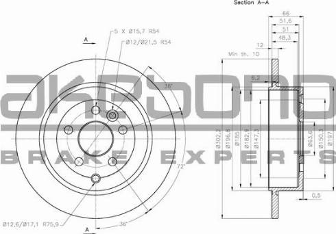 Akebono BN-0775 - Спирачен диск vvparts.bg