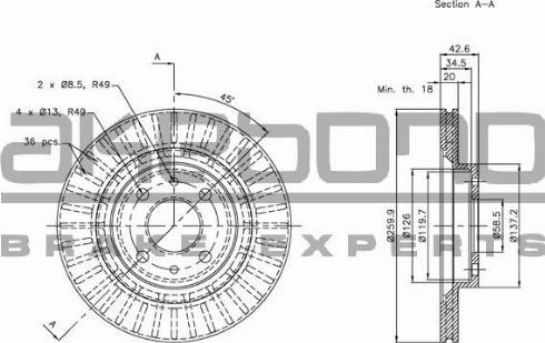 Akebono BN-1099 - Спирачен диск vvparts.bg