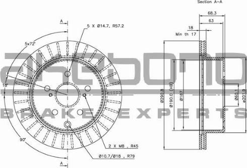 Akebono BN-1096E - Спирачен диск vvparts.bg