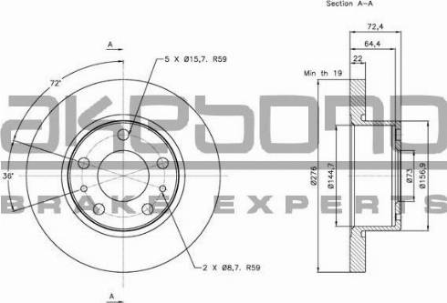 Akebono BN-1090 - Спирачен диск vvparts.bg