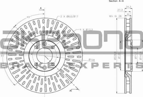 Akebono BN-1040E - Спирачен диск vvparts.bg