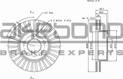 Akebono BN-1047 - Спирачен диск vvparts.bg