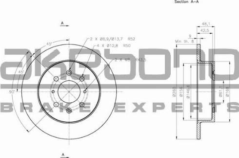 Akebono BN-1056 - Спирачен диск vvparts.bg