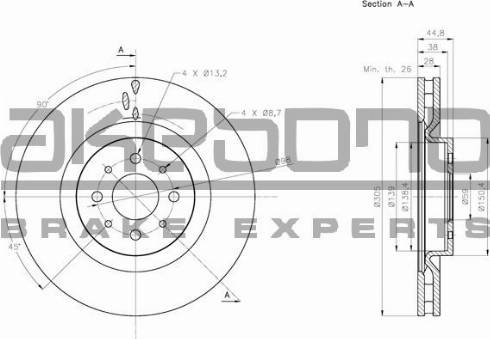 Akebono BN-1069E - Спирачен диск vvparts.bg