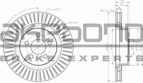 Akebono BN-1002E - Спирачен диск vvparts.bg