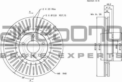 Akebono BN-1018 - Спирачен диск vvparts.bg