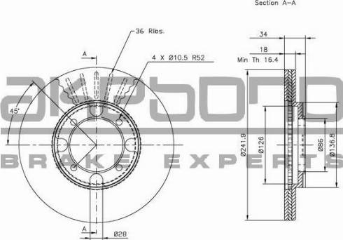 Akebono BN-1085 - Спирачен диск vvparts.bg