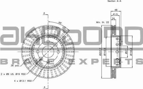 Akebono BN-1082E - Спирачен диск vvparts.bg