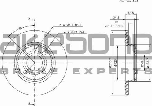 Akebono BN-1038 - Спирачен диск vvparts.bg