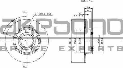 Akebono BN-1032E - Спирачен диск vvparts.bg