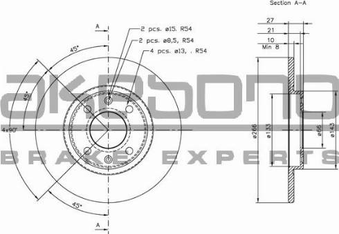 Akebono BN-1029 - Спирачен диск vvparts.bg