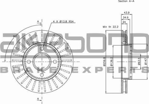 Akebono BN-1025 - Спирачен диск vvparts.bg