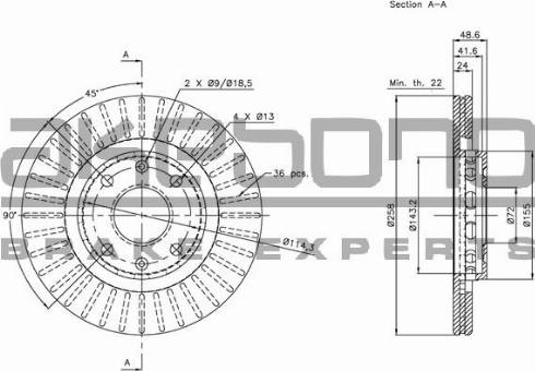 Akebono BN-1074E - Спирачен диск vvparts.bg