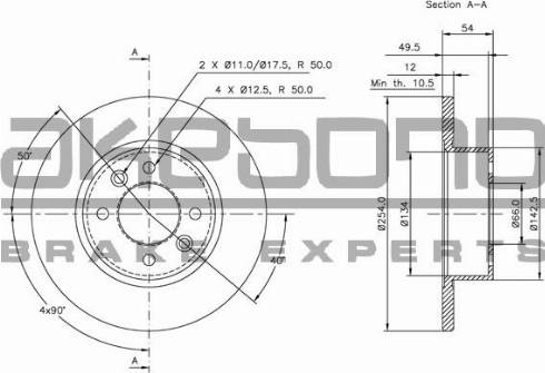 Akebono BN-1195E - Спирачен диск vvparts.bg