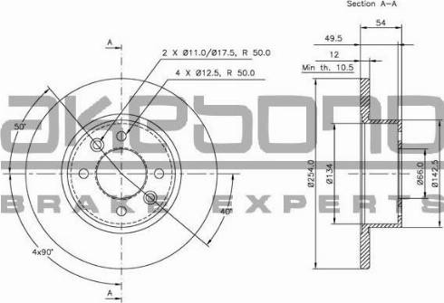 Akebono BN-1195 - Спирачен диск vvparts.bg