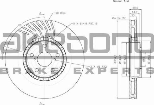 Akebono BN-1154E - Спирачен диск vvparts.bg